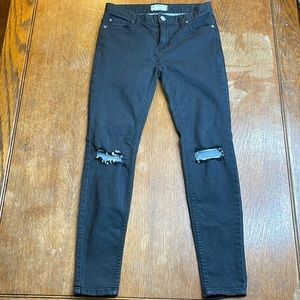 Free People Distressed Skinny Black Jeans Size 26